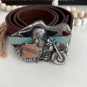 VINTAGE HARLEY DAVIDSON FREEDOM RIDER BELT BUCKLE #H418 MADE IN USA 1993 BARON